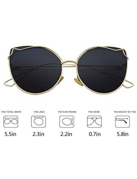 Cat Eye Women Vintage Cat Eye Sunglasses UV400 Metal Frame Sunglasses Eyewear - Black-gold - CQ19749UA3X $14.19