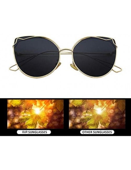 Cat Eye Women Vintage Cat Eye Sunglasses UV400 Metal Frame Sunglasses Eyewear - Black-gold - CQ19749UA3X $14.19