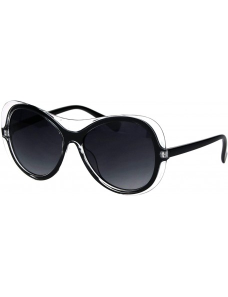 Butterfly Womens Retro Fashion Sunglasses Clear Outline Double Frame UV 400 - Clear Black (Smoke) - C018KWH0OD2 $11.78