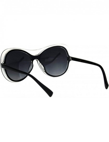 Butterfly Womens Retro Fashion Sunglasses Clear Outline Double Frame UV 400 - Clear Black (Smoke) - C018KWH0OD2 $11.78