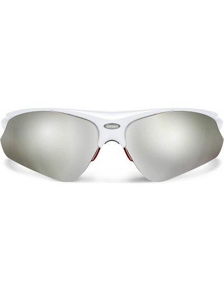 Sport Delta Shiny White Road Cycling/Fishing Sunglasses with ZEISS P7020M Super Silver Mirrored Lenses - CD18KN9ST39 $21.13