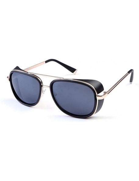 Shield IRON MAN TONY Retro Sunglass Windshield Double Beam Square Metal Frame Glass - C8 - CF18GMNZ27H $19.38