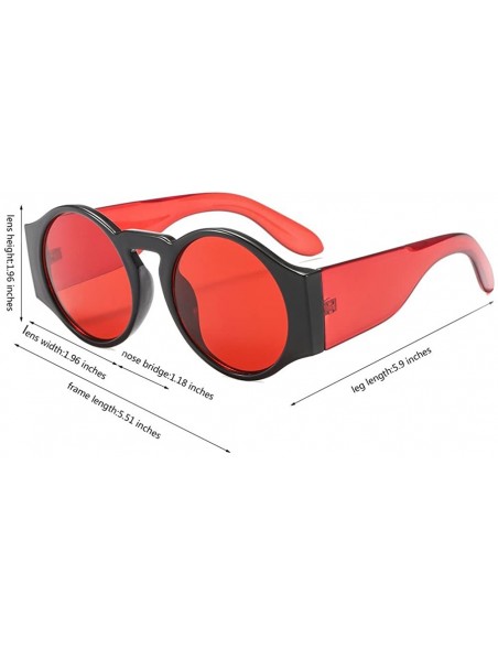 Round Round Sunglasses for Women Hippie Vintage Circle Frame - 01 Red Lens/ Black Frame - CR18GWSCNQD $14.41