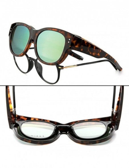 Round Oversized Lens Cover Sunglasses Mirrored Polarized Lens for Men Women - CC184G49MSH $27.56