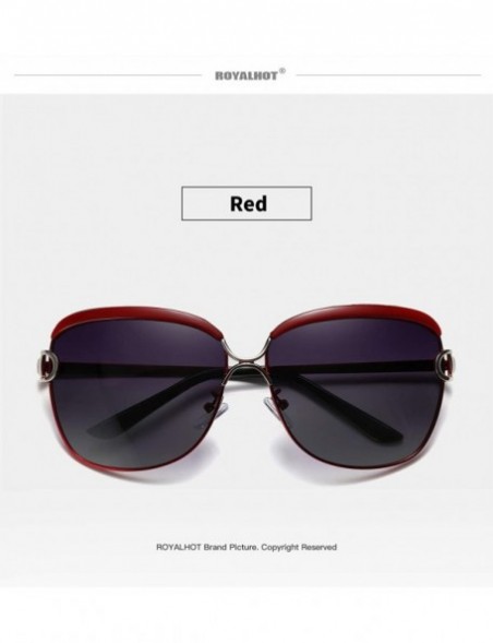 Aviator Women Polarized Oversized Vintage Sunglasses Alloy Frame Female Sun Glasses Shades 60012 - Red - CM18X5ELACX $12.66