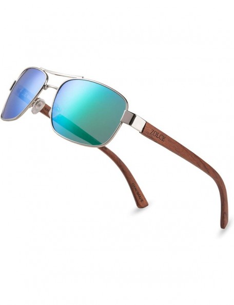 Aviator Polarized Sunglasses Driving sunglasses Rectangular - Green - CL18ZO38LRT $23.01