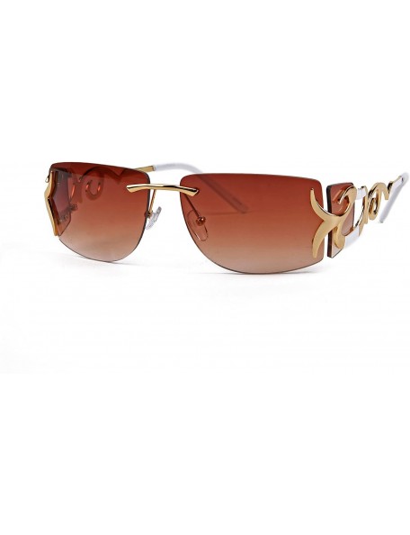 Sport Leisure Designed Sport Style Sunglasses P2212 - Goldwhite-gradientbrown Lens - CB1290GGLDV $12.84