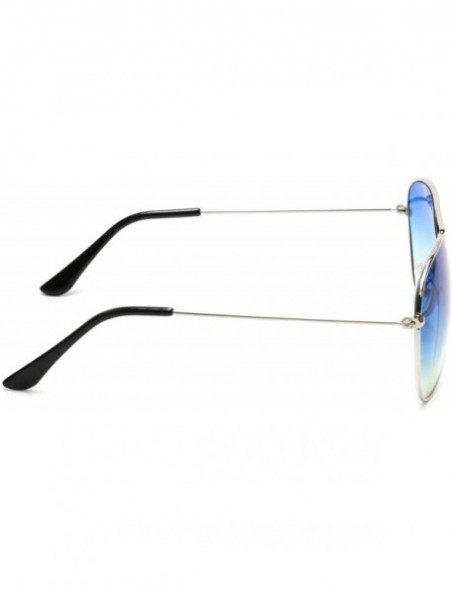 Aviator Retro Aviator Sunglasses Double Nose Bridge Color Tinted Gradient Lens Metal Frame - Blue & Yellow - Model 2 - CS18EY...