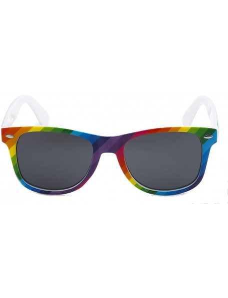 Oversized Classic 80's Vintage Style Sunglasses Polarized or Standard Lens - Rainbow Stripe- Smoke - CX18KEHZUQC $7.90