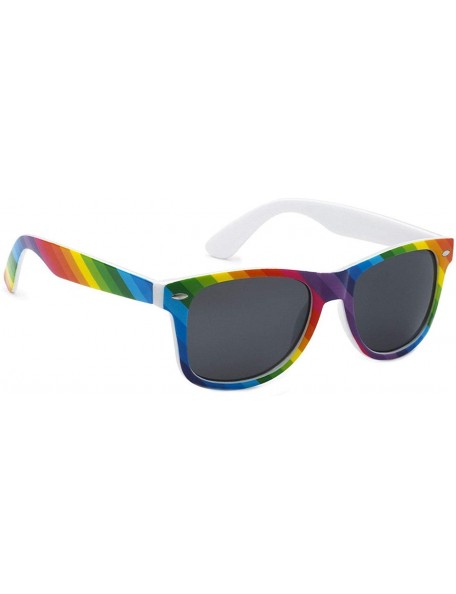 Oversized Classic 80's Vintage Style Sunglasses Polarized or Standard Lens - Rainbow Stripe- Smoke - CX18KEHZUQC $7.90