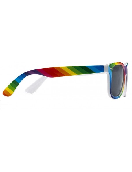 Oversized Classic 80's Vintage Style Sunglasses Polarized or Standard Lens - Rainbow Stripe- Smoke - CX18KEHZUQC $7.90