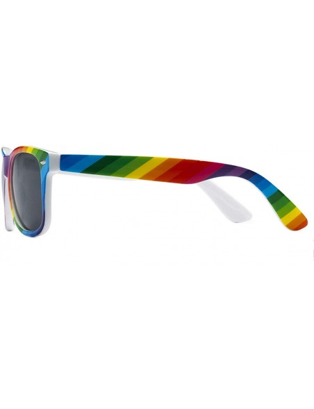 Oversized Classic 80's Vintage Style Sunglasses Polarized or Standard Lens - Rainbow Stripe- Smoke - CX18KEHZUQC $7.90