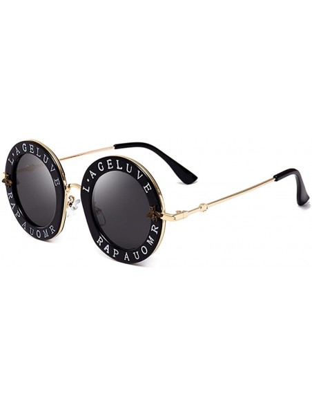 Round Round Sunglasses for Women Men bee Sunglasses Chic Style Unisex Glasses - Black - C6183NEL9D4 $24.14