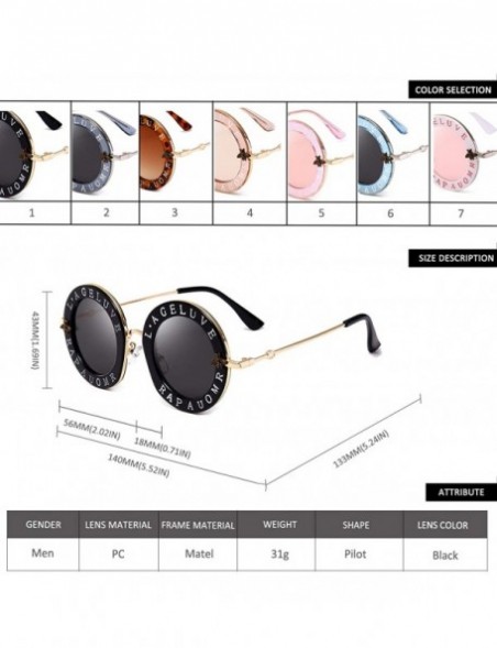 Round Round Sunglasses for Women Men bee Sunglasses Chic Style Unisex Glasses - Black - C6183NEL9D4 $24.14