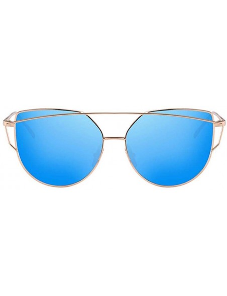 Oversized European and American sunglasses cat's eye dazzling women's Sunglasses anti-ultraviolet - Gold Blue - CJ18Q0G40ZY $...