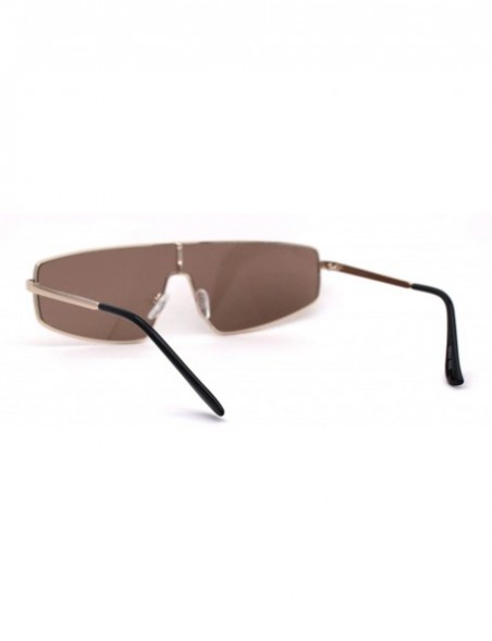 Rectangular 80s Shield Metal Rim Retro Dad Shade Sunglasses - Gold Solid Brown - CO18ZWQ665X $14.45