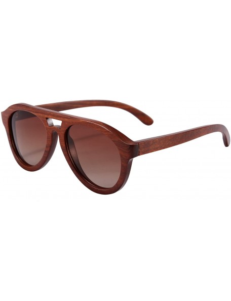 Aviator Genuine Wood Frame Glsses Polarized Wooden Sunglasses-Z6140 - Red Sandalwood - C512BIZOS73 $37.95