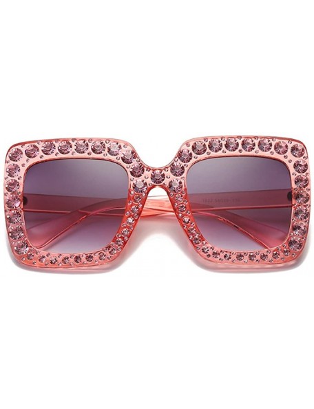 Square Women Sunglasses Crystal Brand Designer Oversized Square Sunglasses - C4 - CR18D9N38W7 $9.77