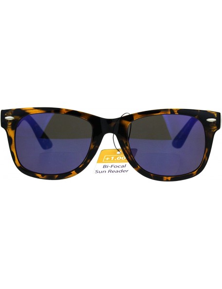 Square Bifocal Magnified Lens Sunglasses Trendy Square Horn Rim Mirrored Lens - Tortoise - C0189XGZXZQ $8.31