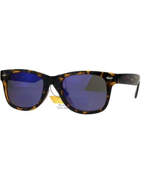 Square Bifocal Magnified Lens Sunglasses Trendy Square Horn Rim Mirrored Lens - Tortoise - C0189XGZXZQ $8.31