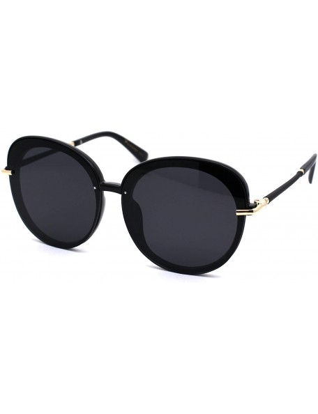 Butterfly Womens Designer Fashion Diva 90s Plastic Mod Sunglasses - All Black - CF18YIQ746T $14.87