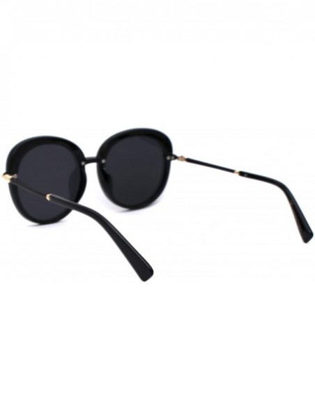 Butterfly Womens Designer Fashion Diva 90s Plastic Mod Sunglasses - All Black - CF18YIQ746T $14.87