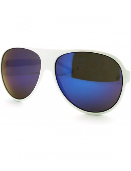 Oversized Oversized Plastic Racer Aviators Unisex Retro Fashion Eyewear - White - CS11M3VDYPT $8.05