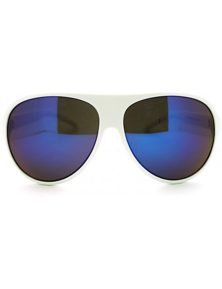 Oversized Oversized Plastic Racer Aviators Unisex Retro Fashion Eyewear - White - CS11M3VDYPT $8.05