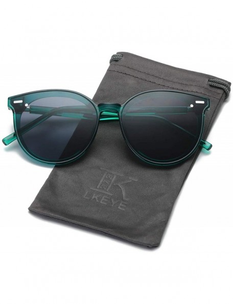 Sport Vintage Retro Polarized Oversized Keyhole Round Mirrored Lens Sunglasses For Women Eyewear LK1801 - C818NDI8CKN $26.86