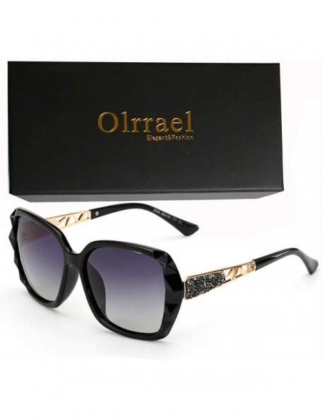 Oversized Women Polarized Sunglasses UV400 protection Shades-Oversize Diamond Cut Frame - Black - CQ196M7YS46 $22.47