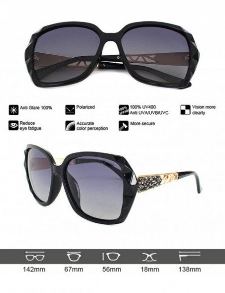 Oversized Women Polarized Sunglasses UV400 protection Shades-Oversize Diamond Cut Frame - Black - CQ196M7YS46 $40.00
