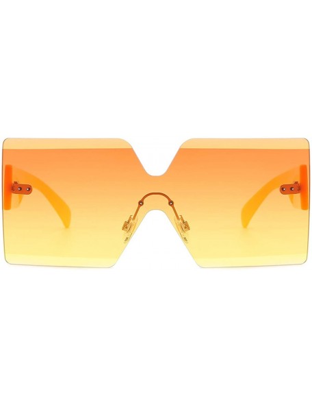Square Oversized Square Sunglasses for Women Rimless Frame Candy Color Transparent Glasses - Orange - CZ18INZOTRW $10.04