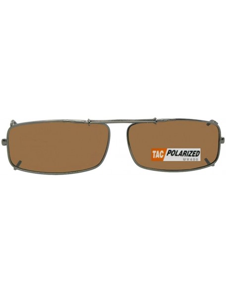 Rectangular Extra Skinny Rectangle Shape Polarized Clip on Sunglasses - Pewter Frame-polarized Brown Lens - CG180U3CSWR $12.86