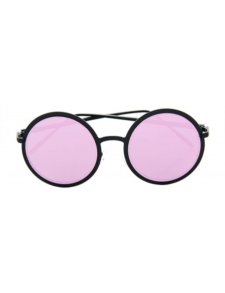 Wayfarer Mod Round Sunglasses for Women Men UV Protected Runway Fashion - Pink - CK12O0XMEKW $19.04