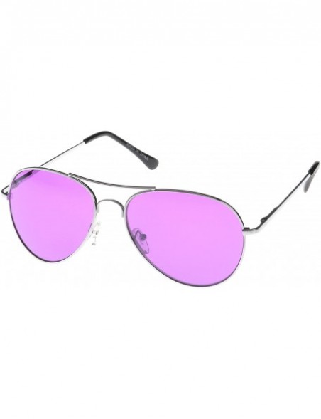 Aviator Vintage Classic Fashion Aviator Sunglasses Tri-Layer UV400 Unisex - Sport Frame Silver/Transparent Purple Lens - CW12...