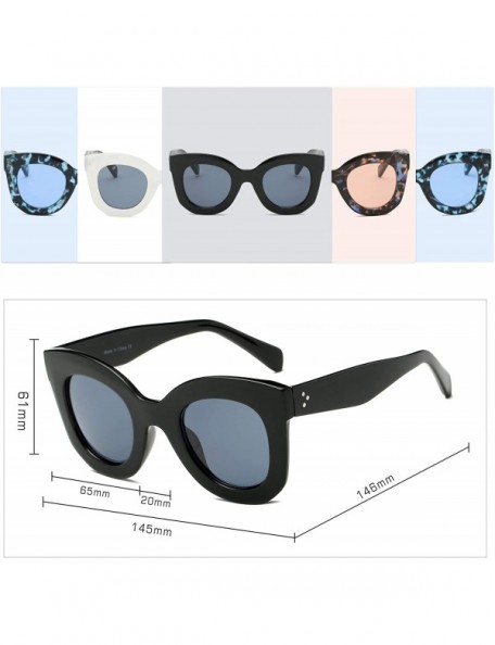 Round Women Fashion Round Cat Eye Oversized Designer Sunglasses - Blue - CO18I76S9EQ $10.64