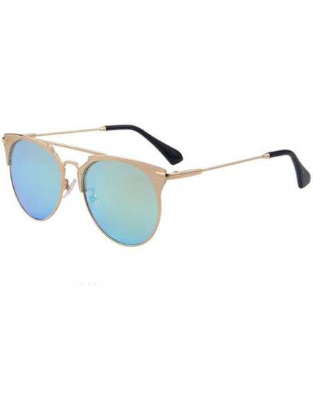 Semi-rimless Women UV400 Cat Eye Mirror Sunglasses Classic Shades Double-Bridge Sun glasses - Gold - CT17Z32MKGS $15.72