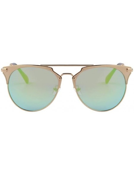 Semi-rimless Women UV400 Cat Eye Mirror Sunglasses Classic Shades Double-Bridge Sun glasses - Gold - CT17Z32MKGS $15.72
