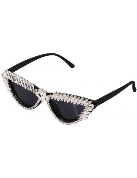 Square Sparkling Crystal Cat Eye Sunglasses UV Protection Rhinestone Sunglasses - Cat Eye S - CR18WQ0GQ65 $35.45