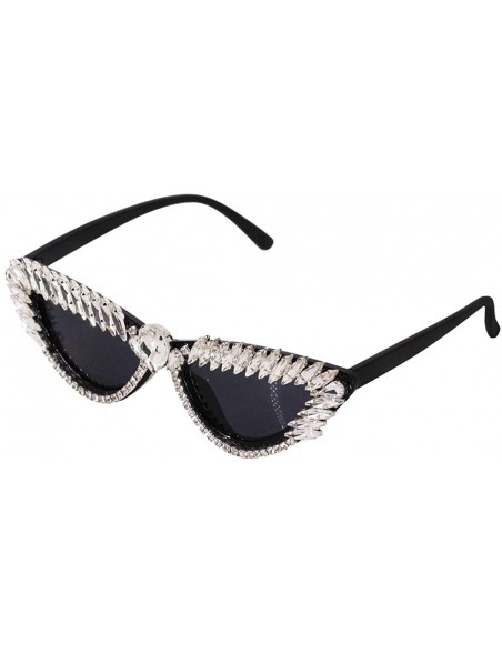 Square Sparkling Crystal Cat Eye Sunglasses UV Protection Rhinestone Sunglasses - Cat Eye S - CR18WQ0GQ65 $12.93