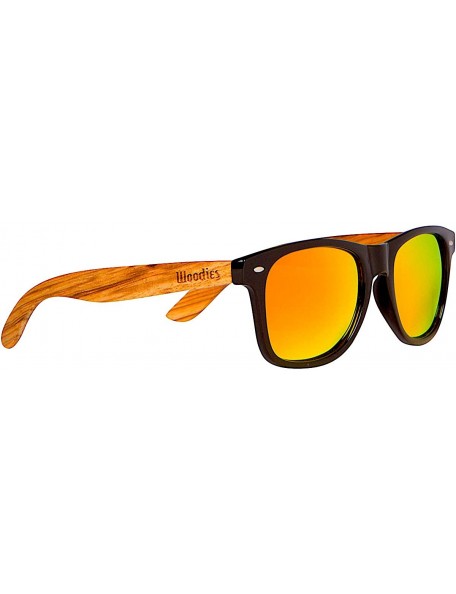 Wayfarer Zebra Wood Sunglasses with Mirror Polarized Lens for Men and Women - Orange - CK1838Z86AS $23.81