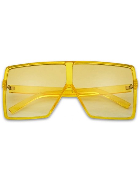 Shield Oversized Festival Candy Colored Tone Square Crystal Frame Sunglasses - Yellow Frame - Yellow - CK18EWT9UZN $12.65