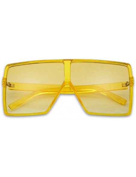 Shield Oversized Festival Candy Colored Tone Square Crystal Frame Sunglasses - Yellow Frame - Yellow - CK18EWT9UZN $12.65
