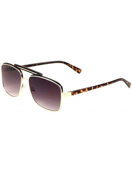 Square Thin Frame Thick Plastic Top Bar Flat Lens Square Aviator Sunglasses - Smoke Demi - CY197R5DI2I $15.02