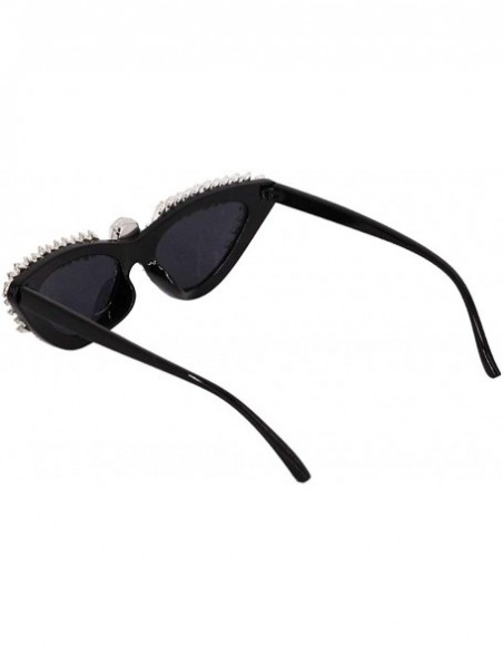 Square Sparkling Crystal Cat Eye Sunglasses UV Protection Rhinestone Sunglasses - Cat Eye S - CR18WQ0GQ65 $12.93