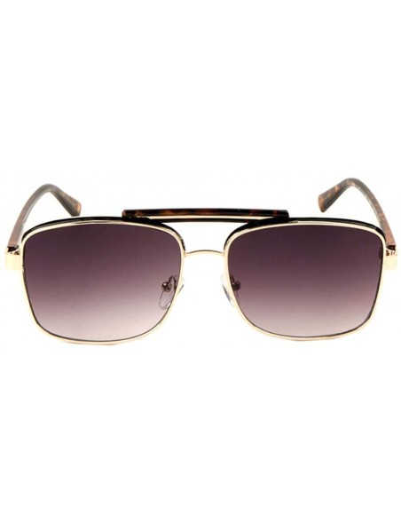 Square Thin Frame Thick Plastic Top Bar Flat Lens Square Aviator Sunglasses - Smoke Demi - CY197R5DI2I $15.02