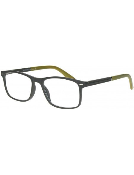 Rectangular Magnified Reading Glasses Clear Lens Matte Finish Rectangular Spring Hinge - Olive - C618IM0R06E $9.09