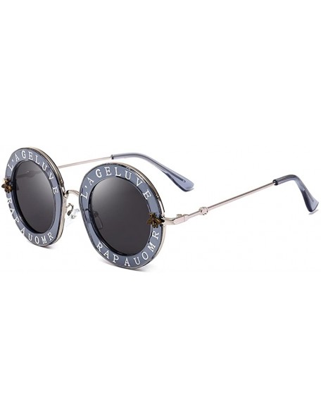 Round Round Sunglasses for Women Men bee Sunglasses Chic Style Unisex Glasses - Silver - CE183KTSH6E $11.17