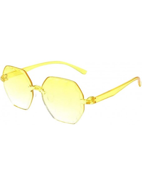 Square Frameless Multilateral Shaped Sunglasses One Piece Candy Colorful Unisex Polarized Sunglasses - Yellow - CB1905AKQA7 $...