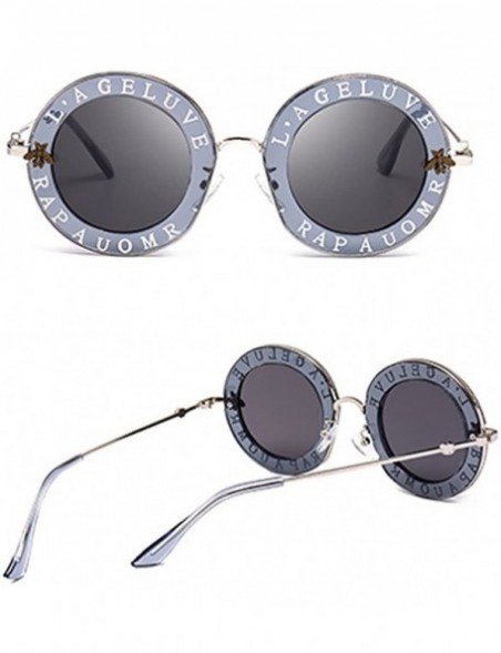 Round Round Sunglasses for Women Men bee Sunglasses Chic Style Unisex Glasses - Silver - CE183KTSH6E $11.17